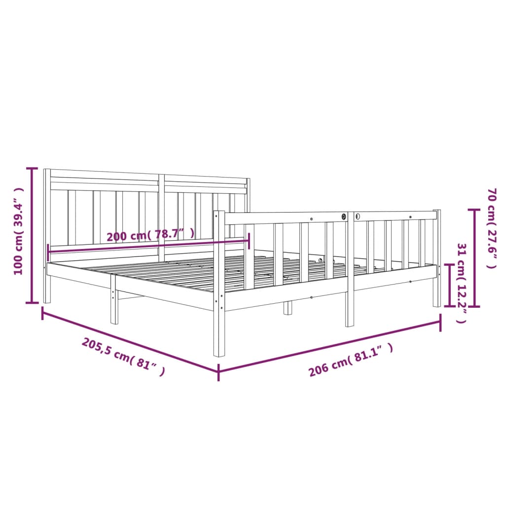 Giroletto Grigio in Legno Massello di Pino 200x200 cm | homemem39