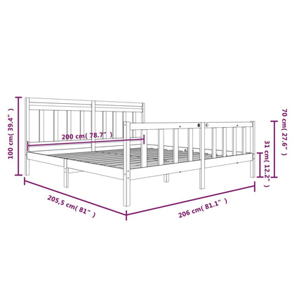 Giroletto Grigio in Legno Massello di Pino 200x200 cm | homemem39