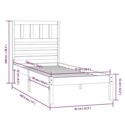 Giroletto senza Materasso Bianco 75x190 Legno Massello di Pino | homemem39