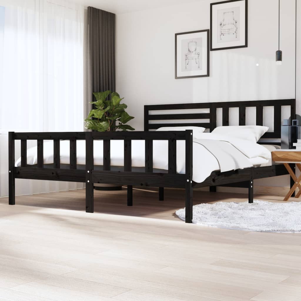Giroletto Nero in Legno Massello 200x200 cm | homemem39