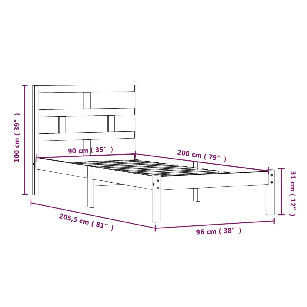 Giroletto in Legno Massello di Pino 90x200 cm | homemem39