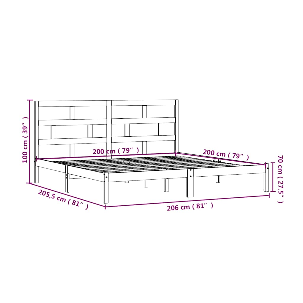Giroletto Nero in Legno Massello di Pino 200x200 cm | homemem39
