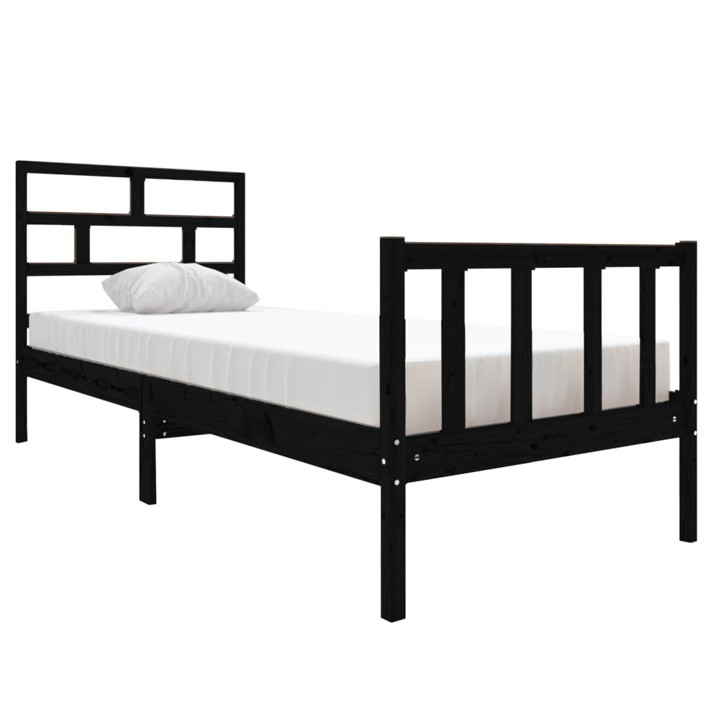 Giroletto in Legno Massello Nero 75x190 cm Small Single | homemem39