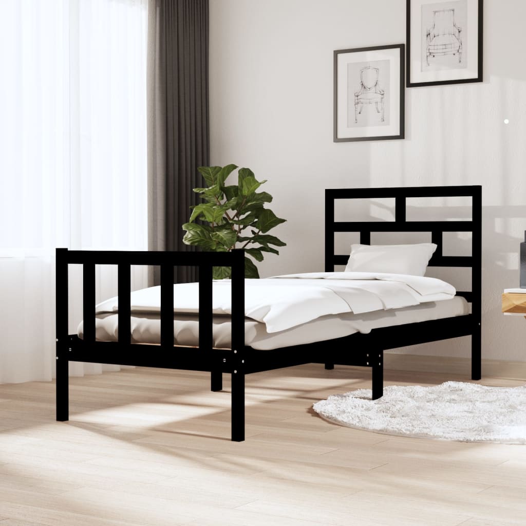 Giroletto in Legno Massello Nero 75x190 cm Small Single | homemem39