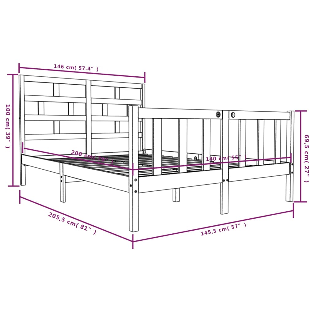 Giroletto in Legno Massello di Pino 140x200 cm | homemem39