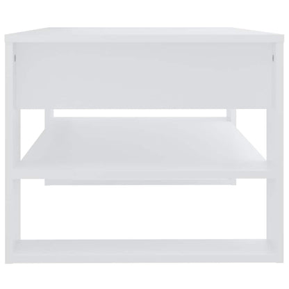 Tavolino da Salotto Bianco 102x55x45 cm in Legno Multistrato