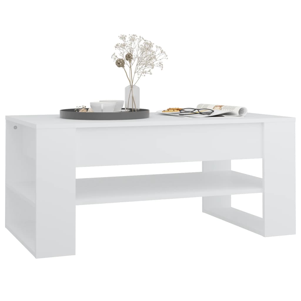 Tavolino da Salotto Bianco 102x55x45 cm in Legno Multistrato | homemem39