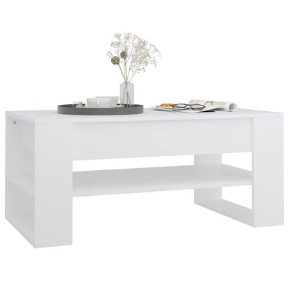 Tavolino da Salotto Bianco 102x55x45 cm in Legno Multistrato | homemem39
