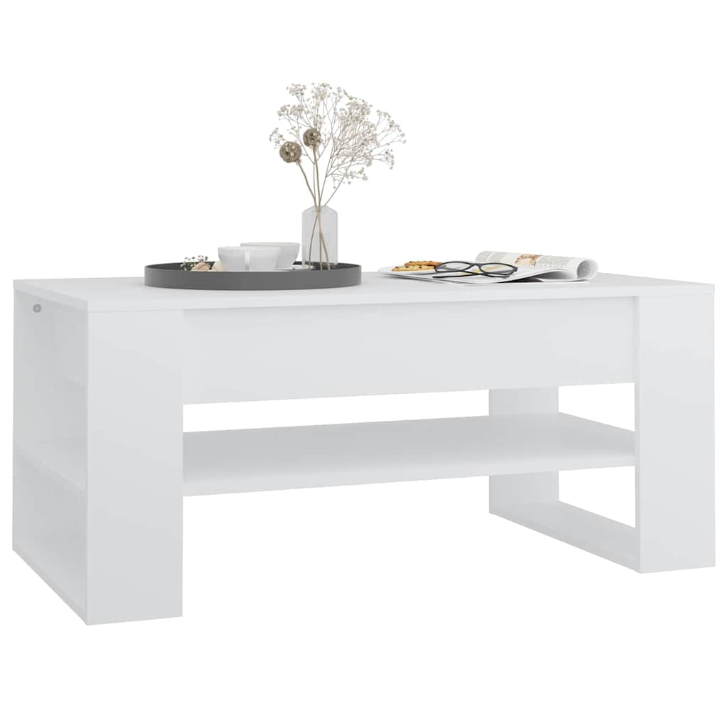 Tavolino da Salotto Bianco 102x55x45 cm in Legno Multistrato