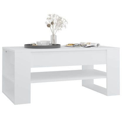 Tavolino da Salotto Bianco 102x55x45 cm in Legno Multistrato