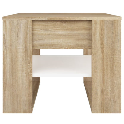 Tavolino Bianco e Rovere Sonoma 55,5x55x45 cm Legno Multistrato | homemem39