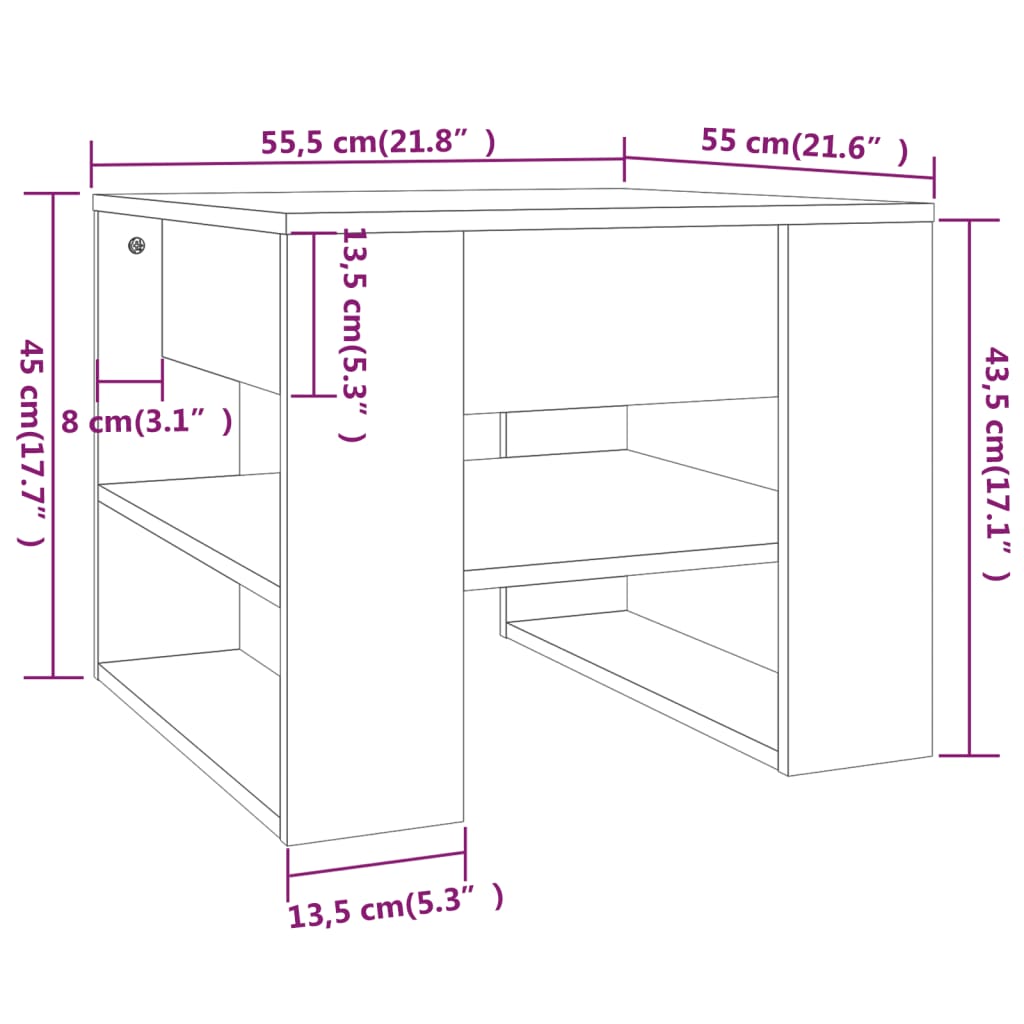 Tavolino Bianco e Rovere Sonoma 55,5x55x45 cm Legno Multistrato | homemem39