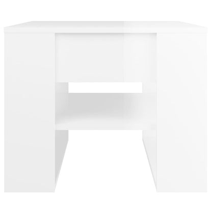 Tavolino Salotto Bianco Lucido 55,5x55x45 cm Legno Multistrato | homemem39
