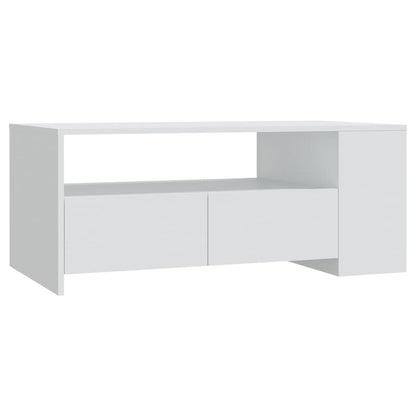Tavolino da Salotto Bianco 102x55x42 cm in Legno Multistrato | homemem39