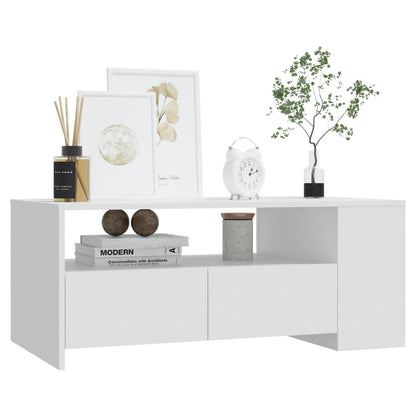 Tavolino da Salotto Bianco 102x55x42 cm in Legno Multistrato | homemem39