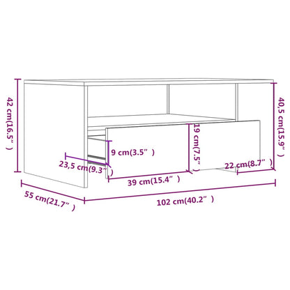 Tavolino da Salotto Bianco 102x55x42 cm in Legno Multistrato | homemem39