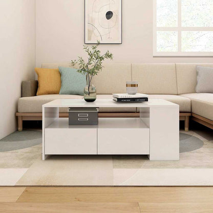 Tavolino da Salotto Bianco 102x55x42 cm in Legno Multistrato