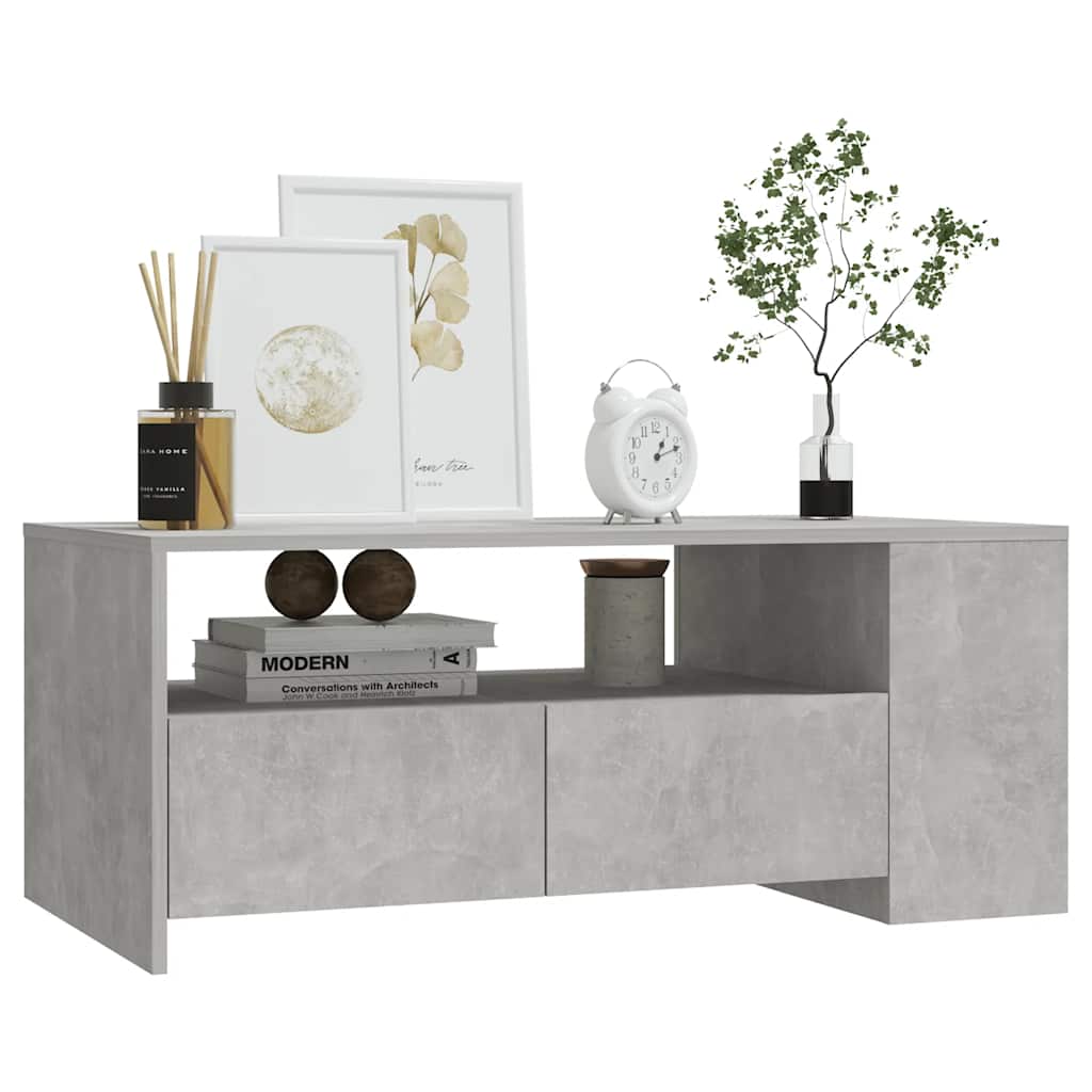 Tavolino Salotto Grigio Cemento 102x55x42 cm Legno Compensato | homemem39