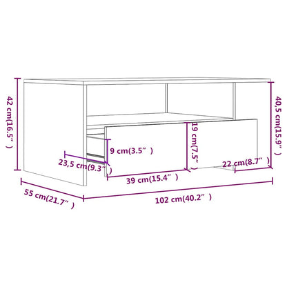 Tavolino Salotto Grigio Cemento 102x55x42 cm Legno Compensato | homemem39