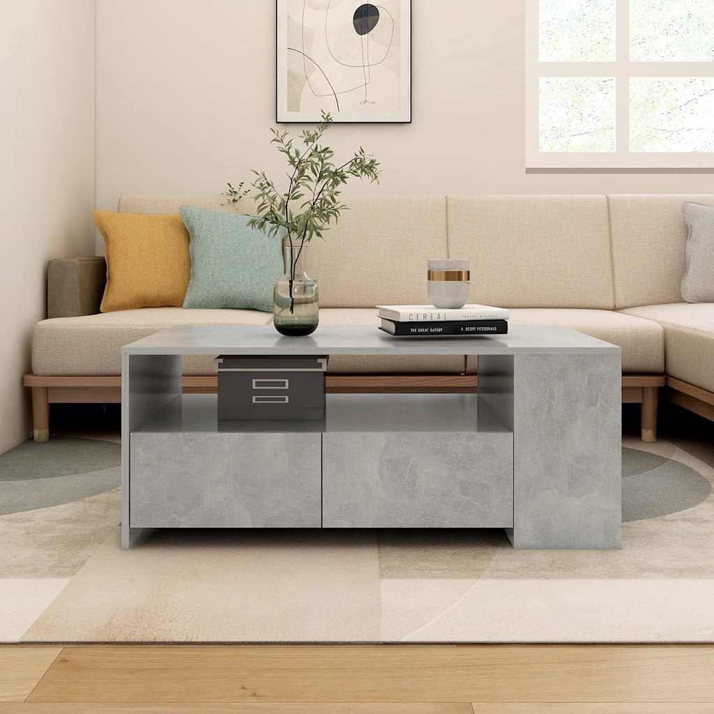 Tavolino Salotto Grigio Cemento 102x55x42 cm Legno Compensato | homemem39