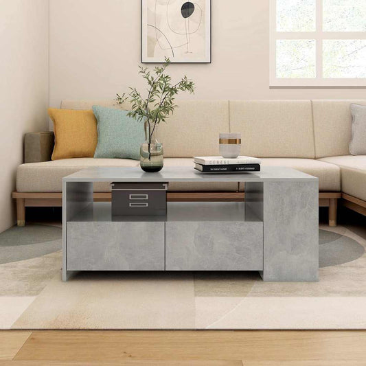 Tavolino Salotto Grigio Cemento 102x55x42 cm Legno Compensato | homemem39