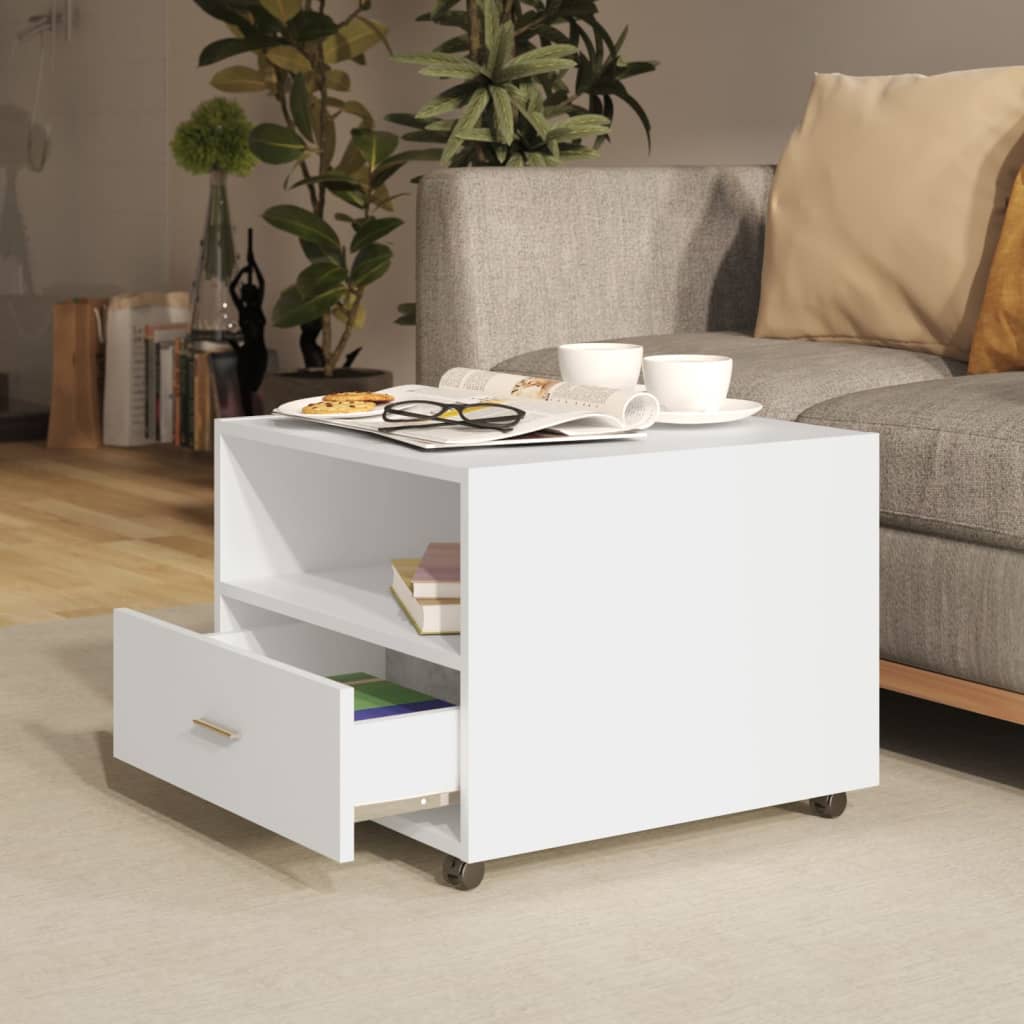 Tavolino da Salotto Bianco 55x55x40 cm in Legno Multistrato | homemem39
