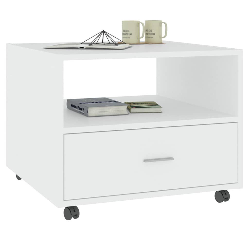 Tavolino da Salotto Bianco 55x55x40 cm in Legno Multistrato