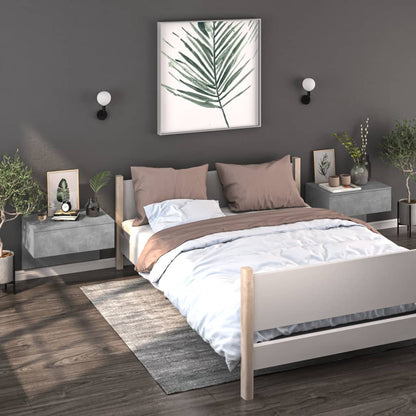 Comodini a Muro 2 pz Grigio Cemento - homemem39