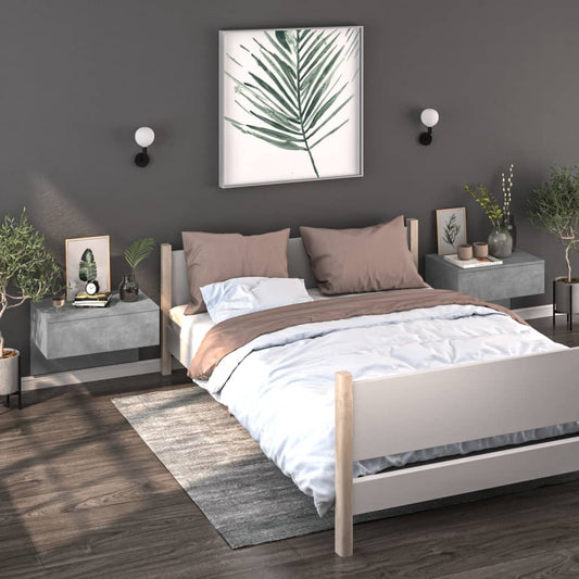 Comodini a Muro 2 pz Grigio Cemento - homemem39