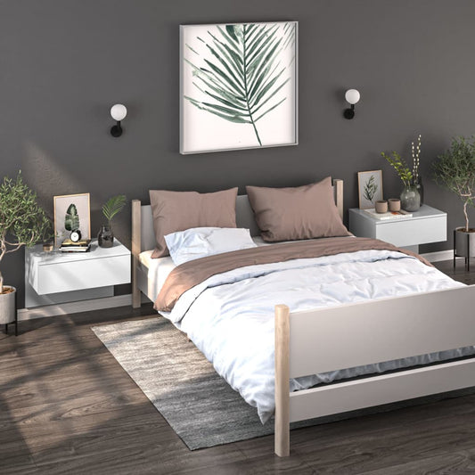 Comodini a Muro 2 pz Bianco Lucido - homemem39