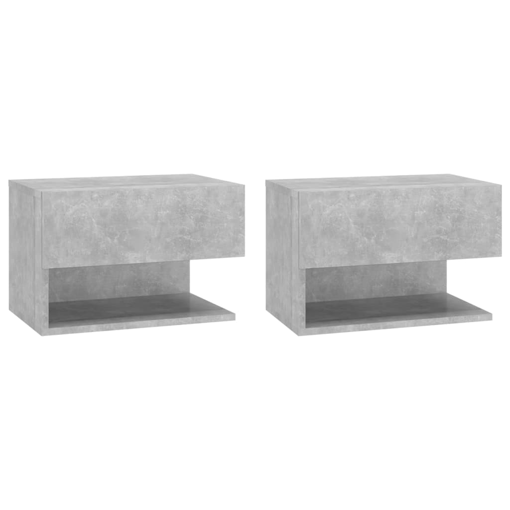 Comodini a Muro 2 pz Grigio Cemento - homemem39