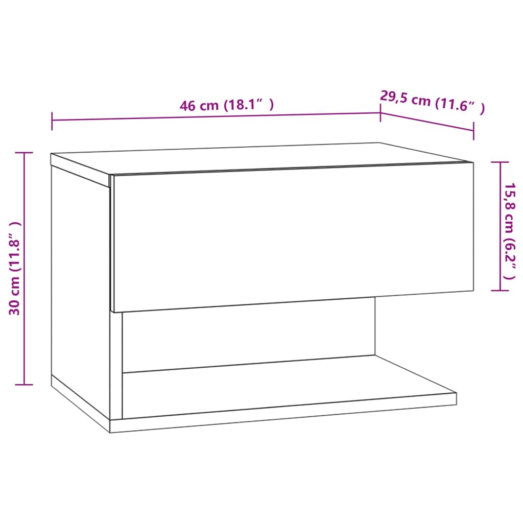 Comodini a Muro 2 pz Grigio Cemento - homemem39