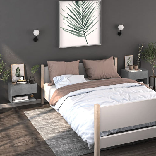Comodini a Muro 2 pz Grigio Cemento - homemem39