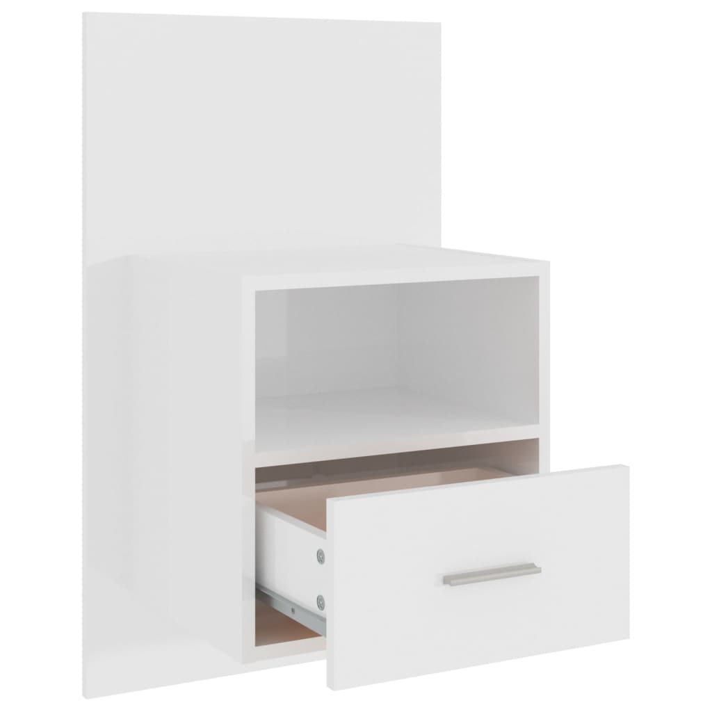 Comodino a Muro Bianco Lucido - homemem39