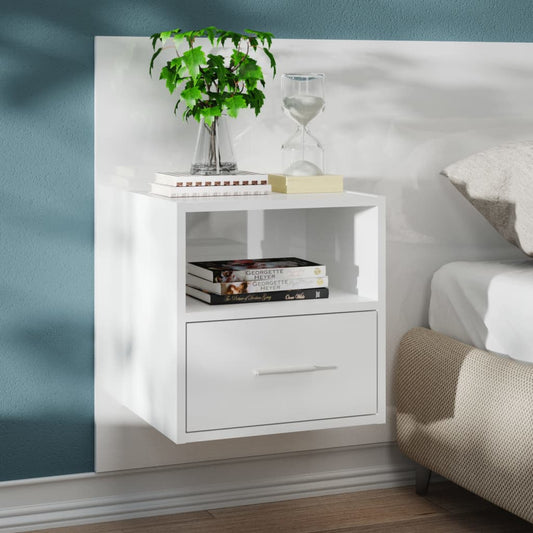 Comodino a Muro Bianco Lucido - homemem39