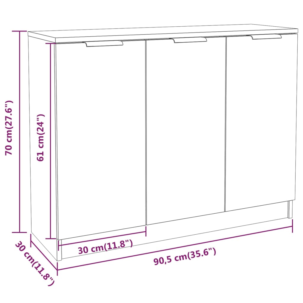 Credenza Rovere Sonoma 90,5x30x70 cm in Legno Multistrato - homemem39