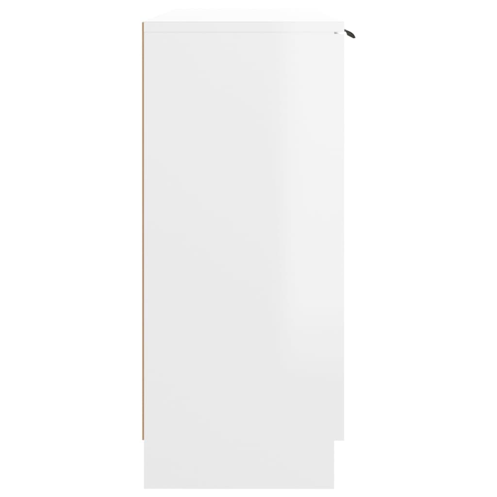 Credenza Bianco Lucido 90,5x30x70 cm in Legno Multistrato