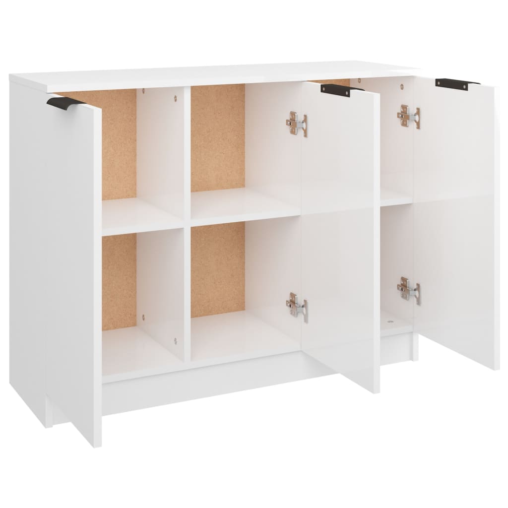 Credenza Bianco Lucido 90,5x30x70 cm in Legno Multistrato - homemem39