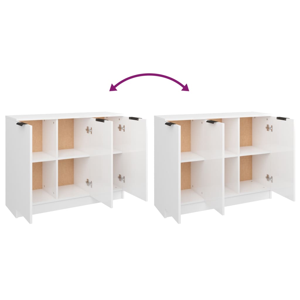 Credenza Bianco Lucido 90,5x30x70 cm in Legno Multistrato - homemem39