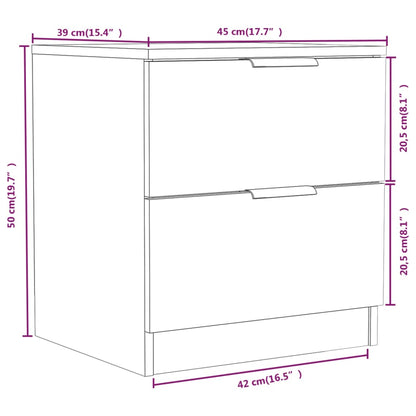Comodini 2 pz Bianchi in Legno Multistrato