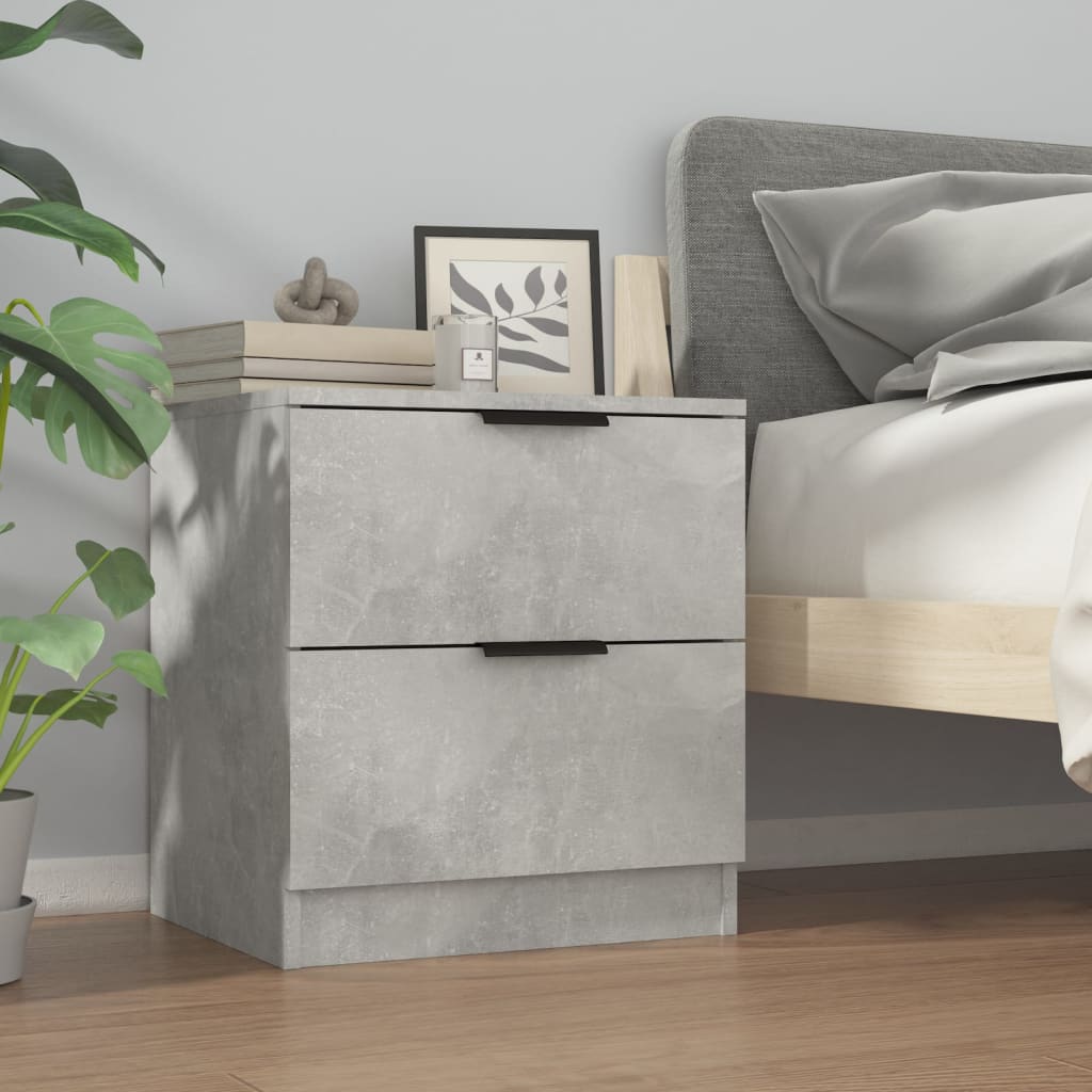 Comodini 2pz Grigio Cemento in Legno Multistrato