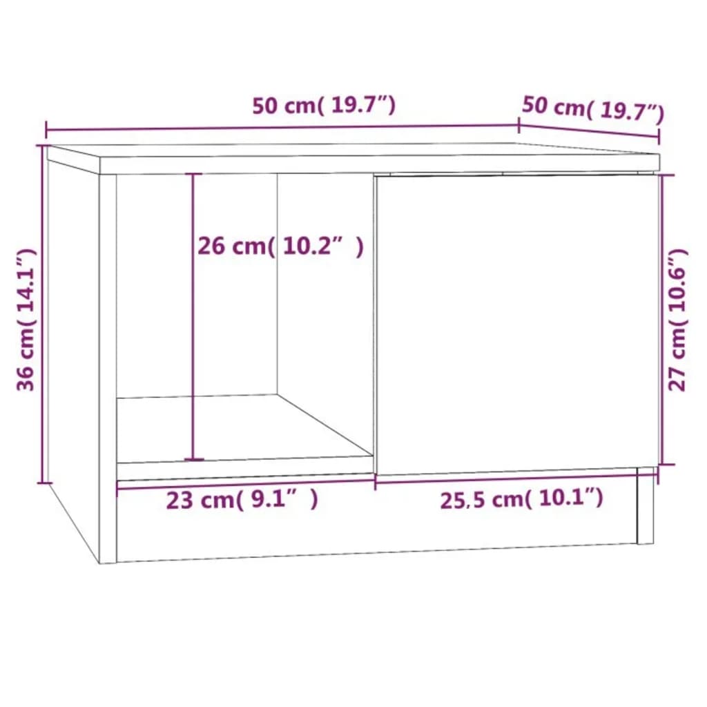 Tavolino da Salotto Rovere Sonoma 50x50x36 cm Legno Multistrato | homemem39