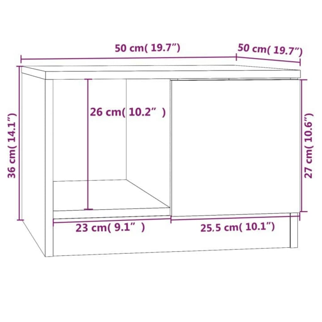 Tavolino Salotto Grigio Cemento 50x50x36 cm Legno Multistrato
