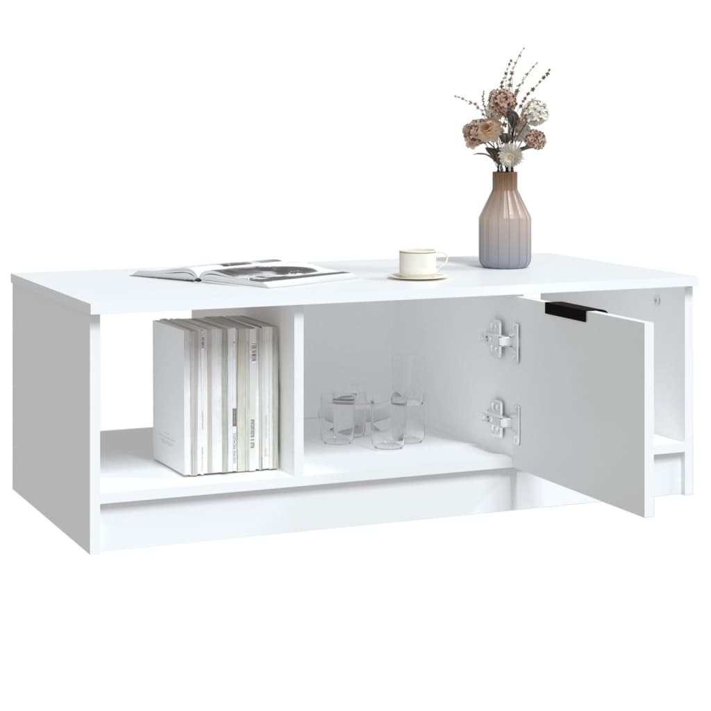 Tavolino da Salotto Bianco 102x50x36 cm in Legno Multistrato | homemem39