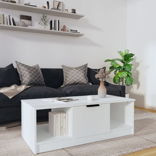 Tavolino da Salotto Bianco 102x50x36 cm in Legno Multistrato | homemem39