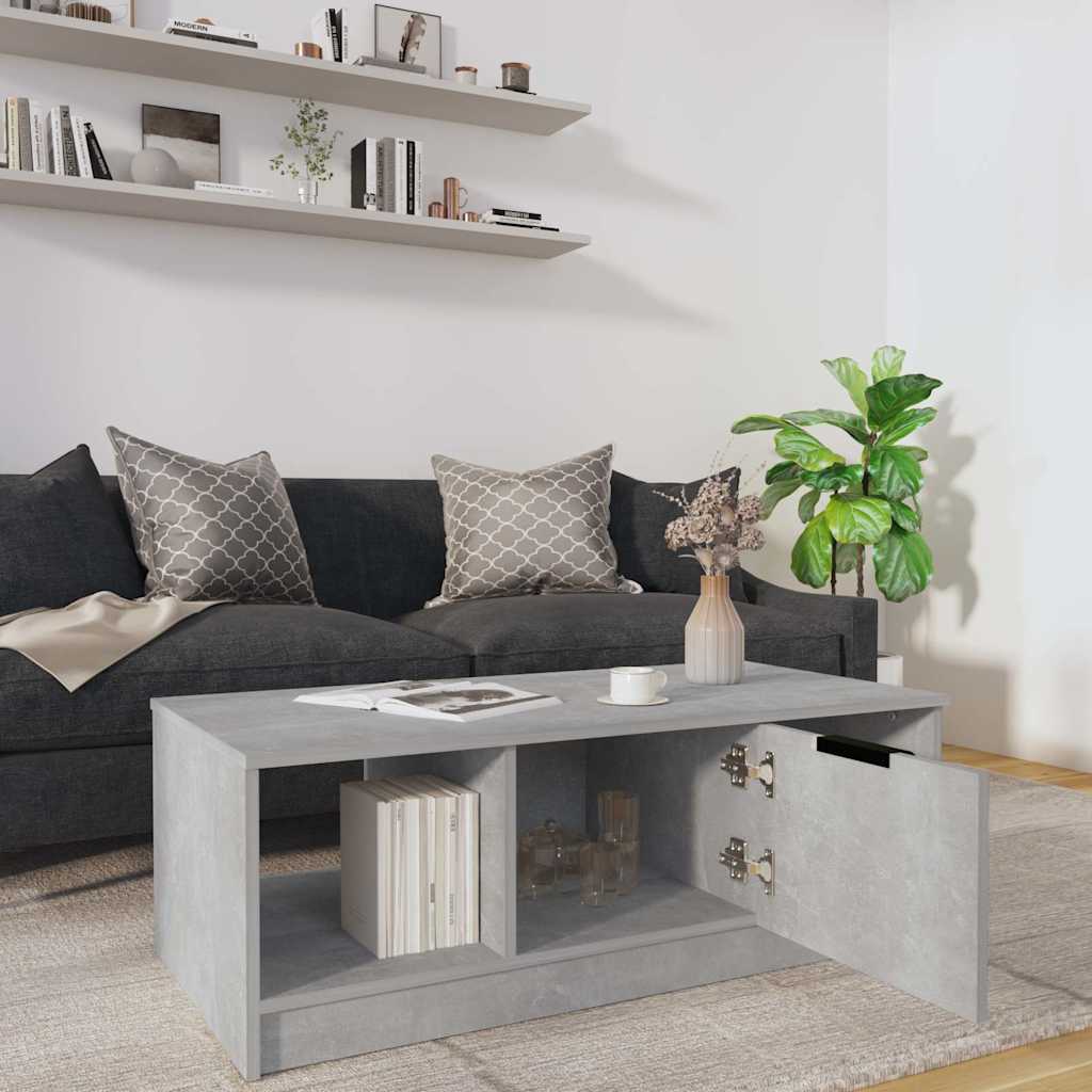 Tavolino Salotto Grigio Cemento 102x50x36 cm Legno Multistrato