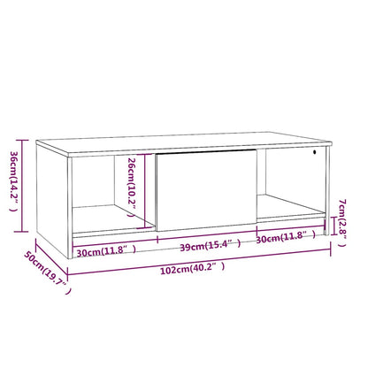 Tavolino Salotto Grigio Cemento 102x50x36 cm Legno Multistrato