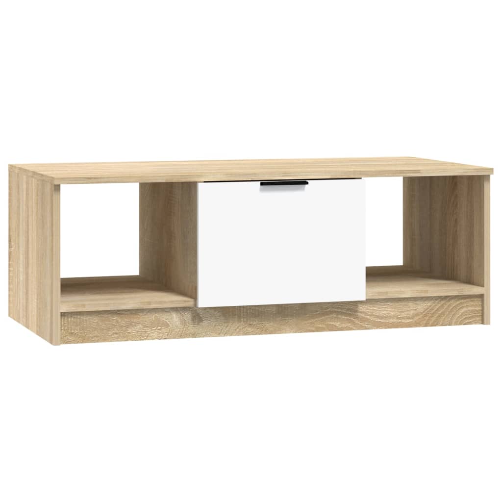 Tavolino Bianco e Rovere Sonoma 102x50x36 cm Legno Multistrato | homemem39