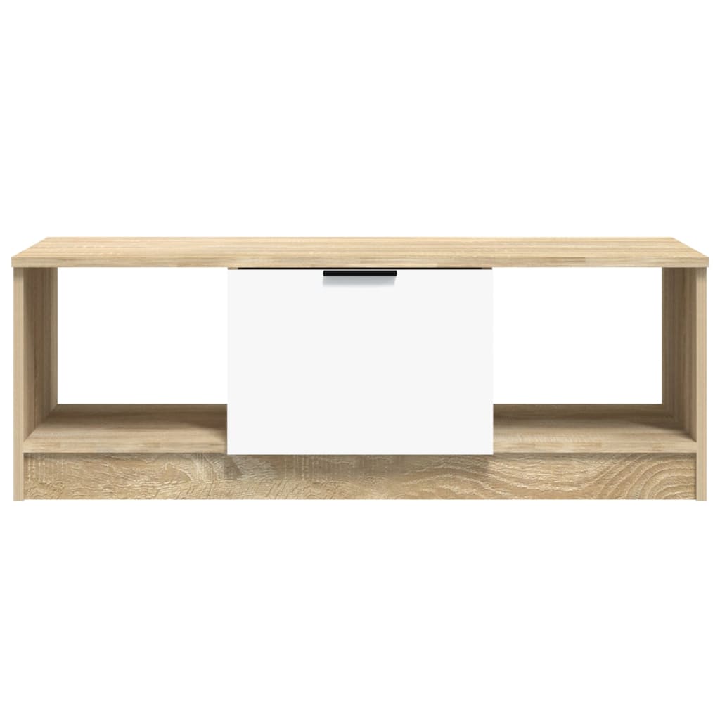 Tavolino Bianco e Rovere Sonoma 102x50x36 cm Legno Multistrato | homemem39