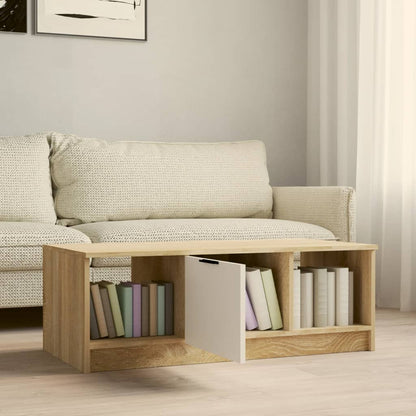 Tavolino Bianco e Rovere Sonoma 102x50x36 cm Legno Multistrato | homemem39